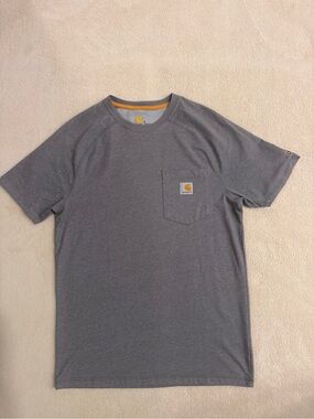 Carhartt Gray Heather Short-Sleeve Pocket Tee with Yellow Trim